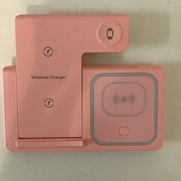 Pink Wireless Charger With Cable For Watch, Phone, AirPods Preloved - Picture 1 of 5